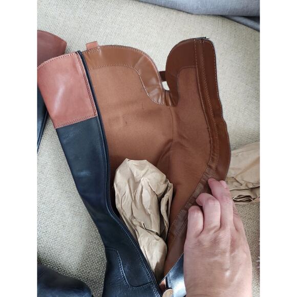 Franco Sarto Clove 2 Two-Tone Riding Boots Zip-Up Brown Black Womens 8 - Picture 9 of 12